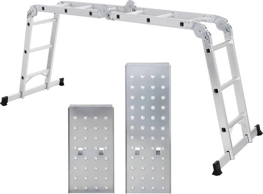 Gutos -ladder multifunctionele ladder 3.6M aluminium huishoudladder tot 150 kg 12 treden met 2 steigerplaten komt overeen met EN 131 TÜV Rheinland GS-getest GLT36M telescoopladder vouwladder ladder ladderrek
