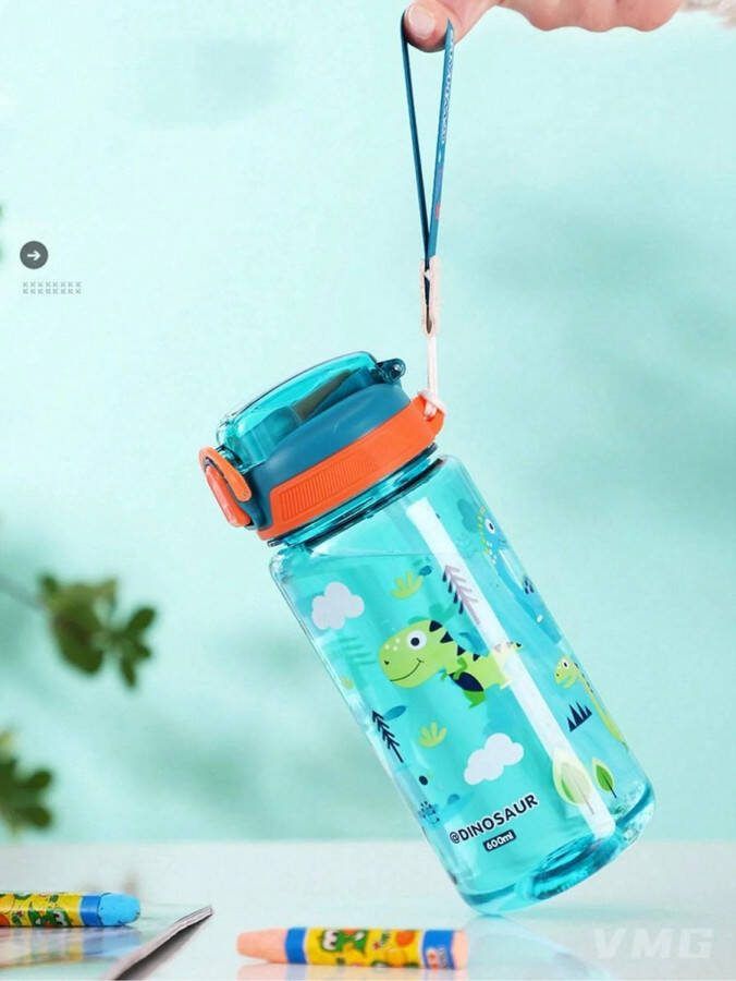 GY 2024 Ontwerp 600ml Beker voor Buiten Kinderen Waterflessen Student Plastic Waterfles met Rietje Drinkfles GROEN