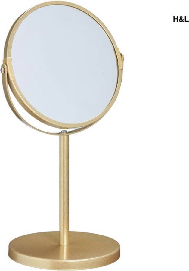 H&L Luxe make up spiegel op standaard rond goud 18 x 13 x 33 cm