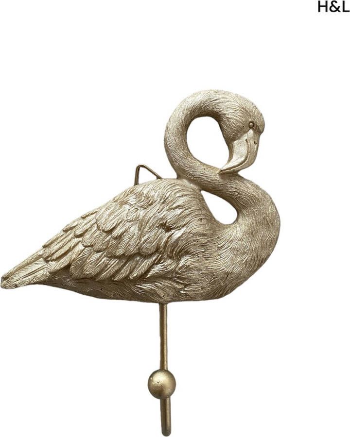 H&L Luxe wandhaak Flamingo goud kapstok 15 x 14 cm