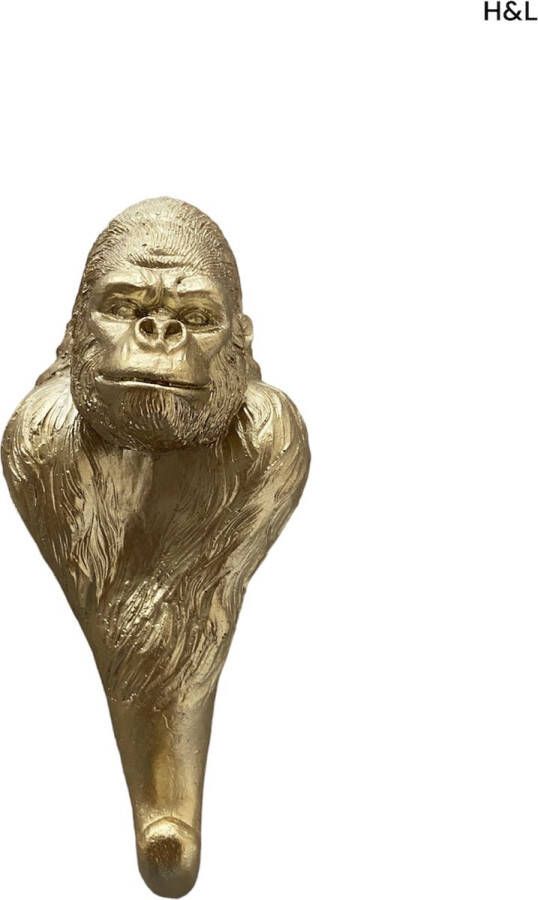 H&L Luxe wandhaak Gorilla goud kapstok 14 x 8 cm