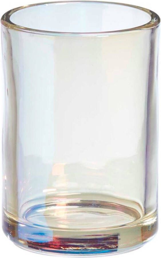 H&L Tandenborselhouder beker glas multicolor 7 x 10 cm