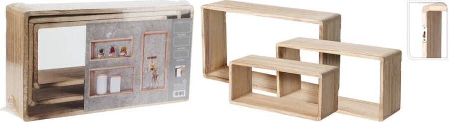 H&S Collection H&S-Collection-3-delige-Wandschapset-hout-naturel