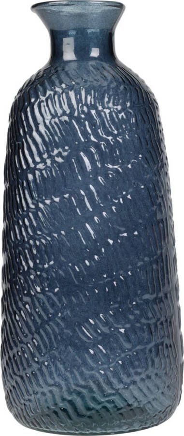 H&S Collection Bloemenvaas Livorno Gerecycled glas blauw transparant D13 x H31 cm Vazen