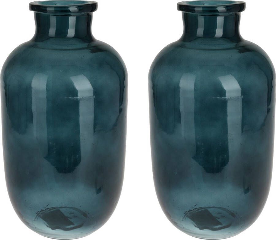 H&S Collection Bloemenvaas San Remo 2x glas blauw transparant D18 x H35 cm Vazen