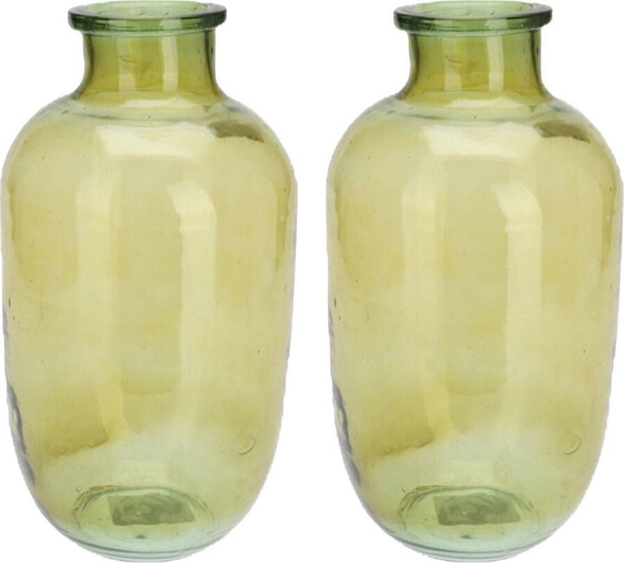 H&S Collection Bloemenvaas San Remo 2x glas groen transparant D18 x H35 cm Vazen