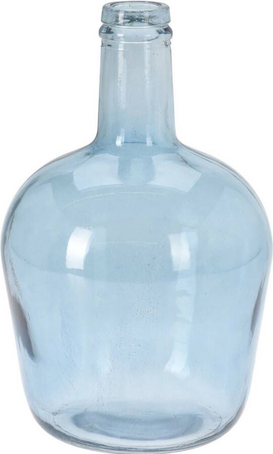 H&S Collection Bloemenvaas San Remo Gerecycled glas blauw transparant D19 x H30 cm Fles vorm