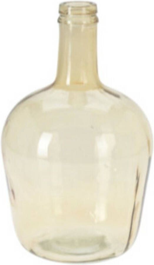 H&S Collection Fles Bloemenvaas San Remo Gerecycled glas geel transparant D19 x H30 cm Vazen
