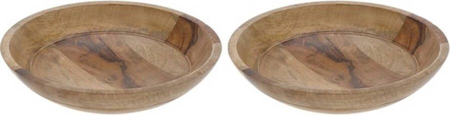 H&S Collection Home & Styling Decoration serving bowl 2x stuks mango hout 30 x 7 cm
