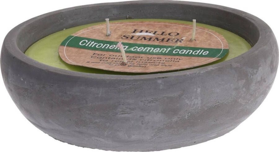 H&S Collection Homestyle Citronella Kaars In Cementen Pot Branders 20x20x7 cm Groen