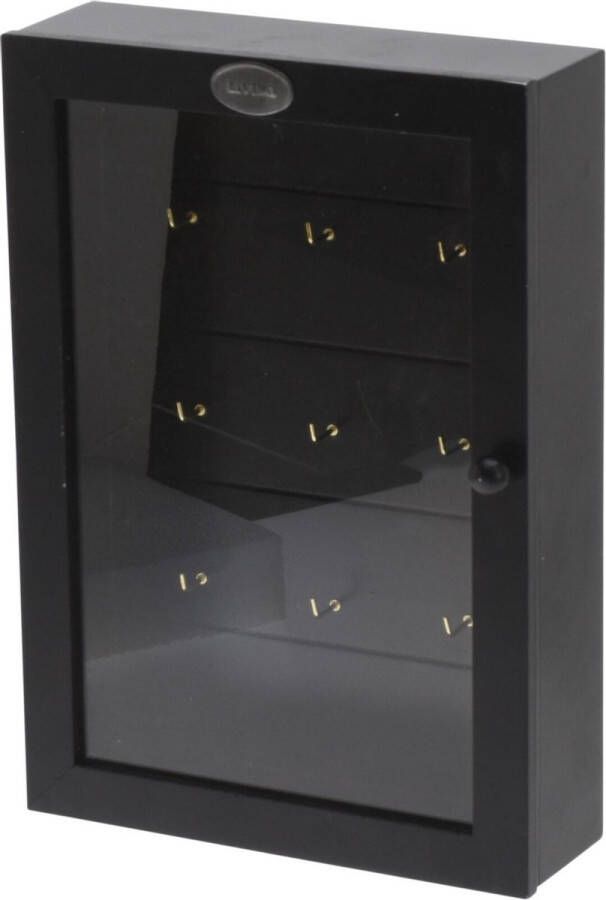 H&S Collection Houten sleutelkast sleutelkluis zwart 19 x 27 cm Sleutels opbergen