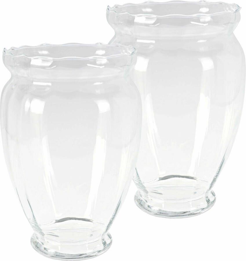 H&S Collection HS Collection Bloemen vaas 2x stuks glas transparant H35 cm