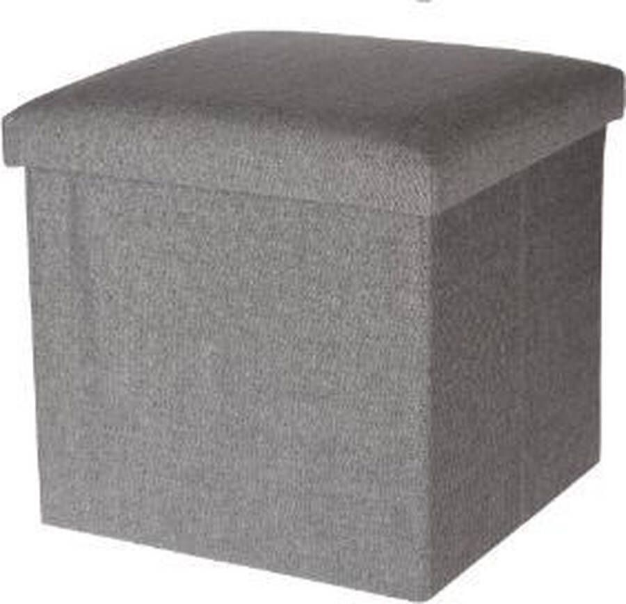 H&S Collection Opberg Poef Voetenbank Met Opbergruimte Opbergbox Zitkist – Wit – 38 cm Hoog en 38 cm Breed Grijs