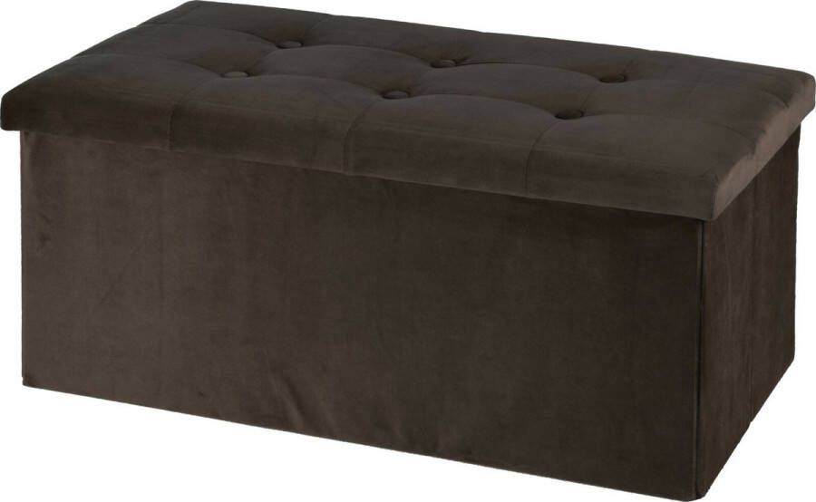 H&S Collection Poef hocker voetenbankje opbergbox bruin polyester 76 x 40 x 38 cm Poefs