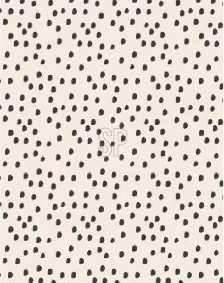 H&S Collection Polyester fleece deken dekentje plaid 130 x 170 cm beige met zwarte stippen Plaids