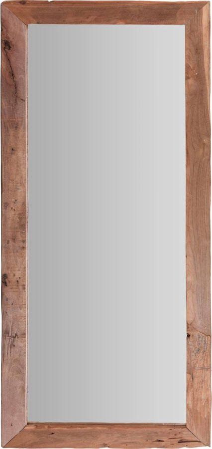 H&S Collection Spiegel wandspiegel teak hout bruin rechthoek 100 x 70 cm Spiegels