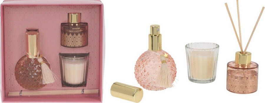 H&S Decoration giftset vrouw kaars geurverspreider kerst geurkaars kerstcadeau vrouw geurstokjes huisparfum