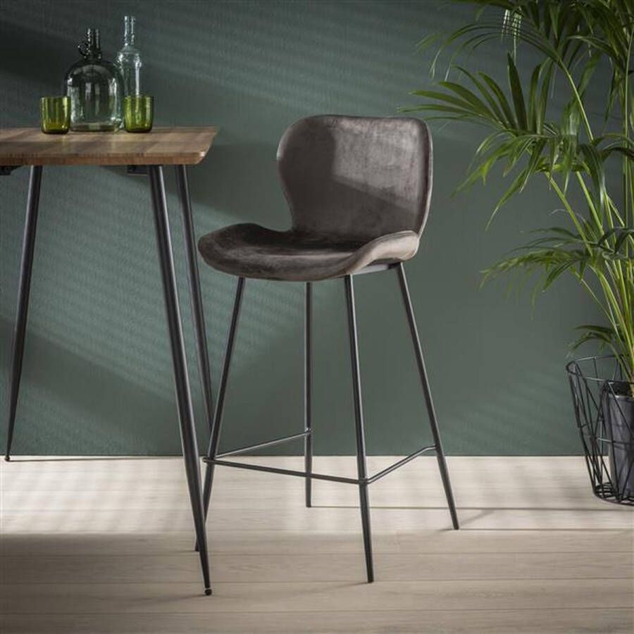 Hoyz Collection Hoyz Barstoel Velvet Antraciet 4 Stuks