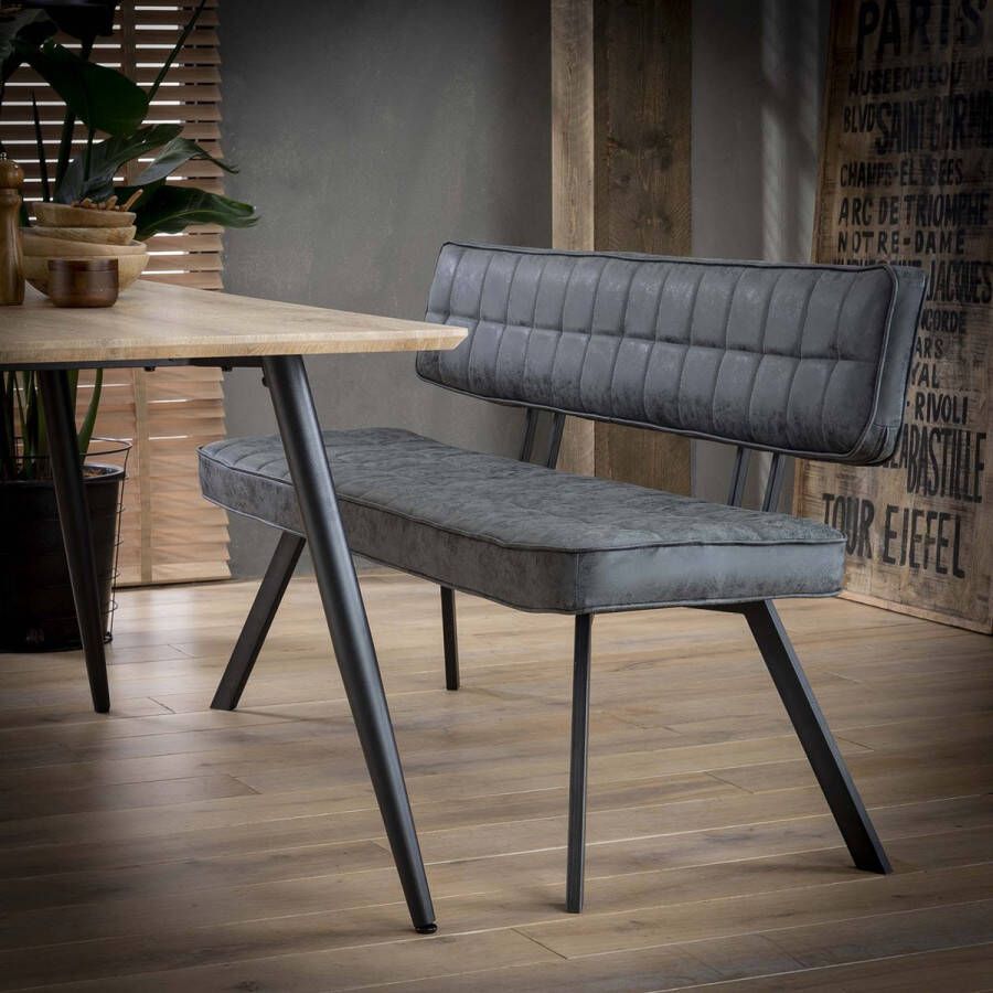 Hoyz Collection Hoyz Eetkamerbank 150 cm Kunstleer 4 Personen Grijs