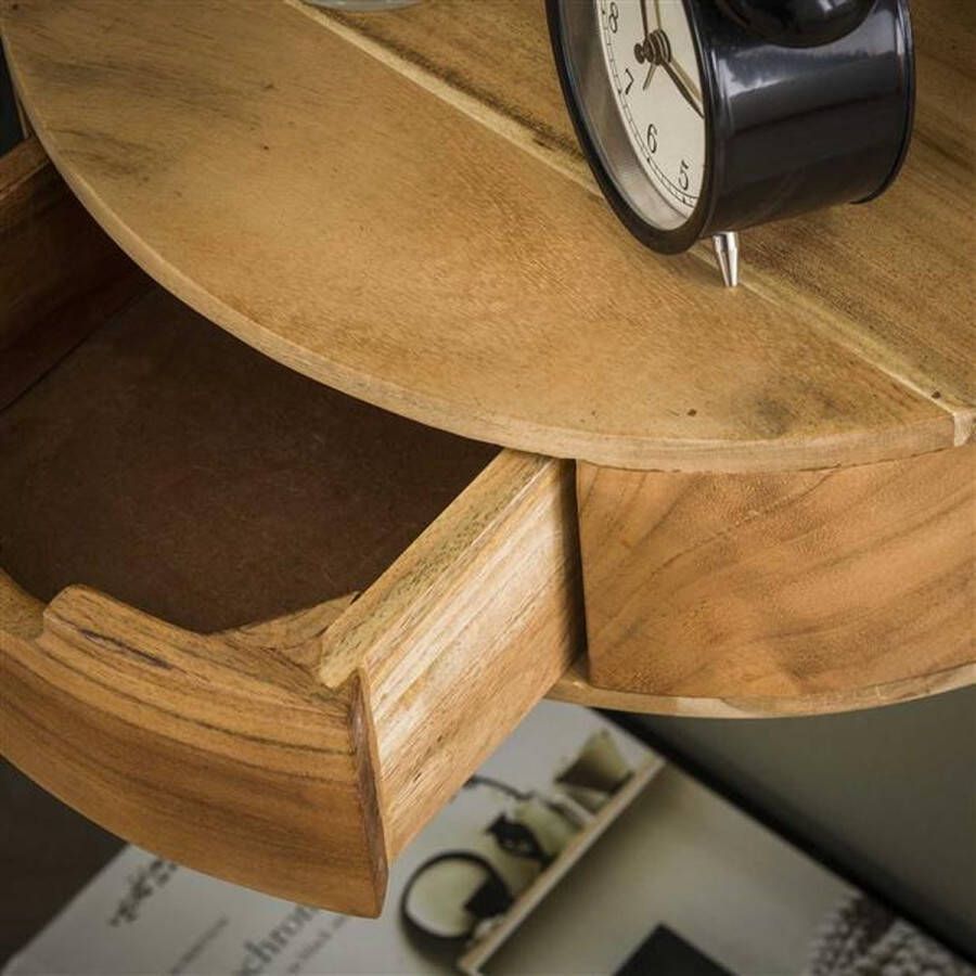Hoyz Collection Hoyz Nachtkastje 1L Curve Massief Acacia Naturel