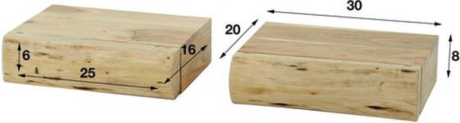 Hoyz Collection Hoyz Nachtkastje 1L Tree XS Massief Acacia Naturel Set van 2