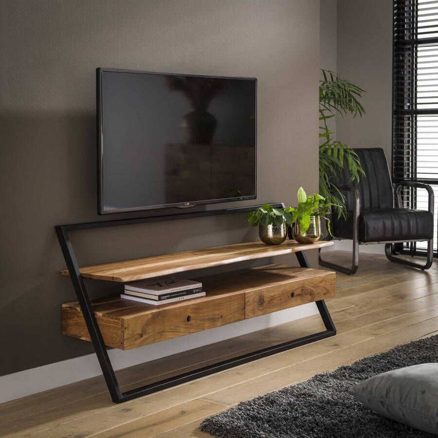 Hoyz Collection Hoyz TV-meubel Lean 140cm 2 Lades Bruin Acaciahout