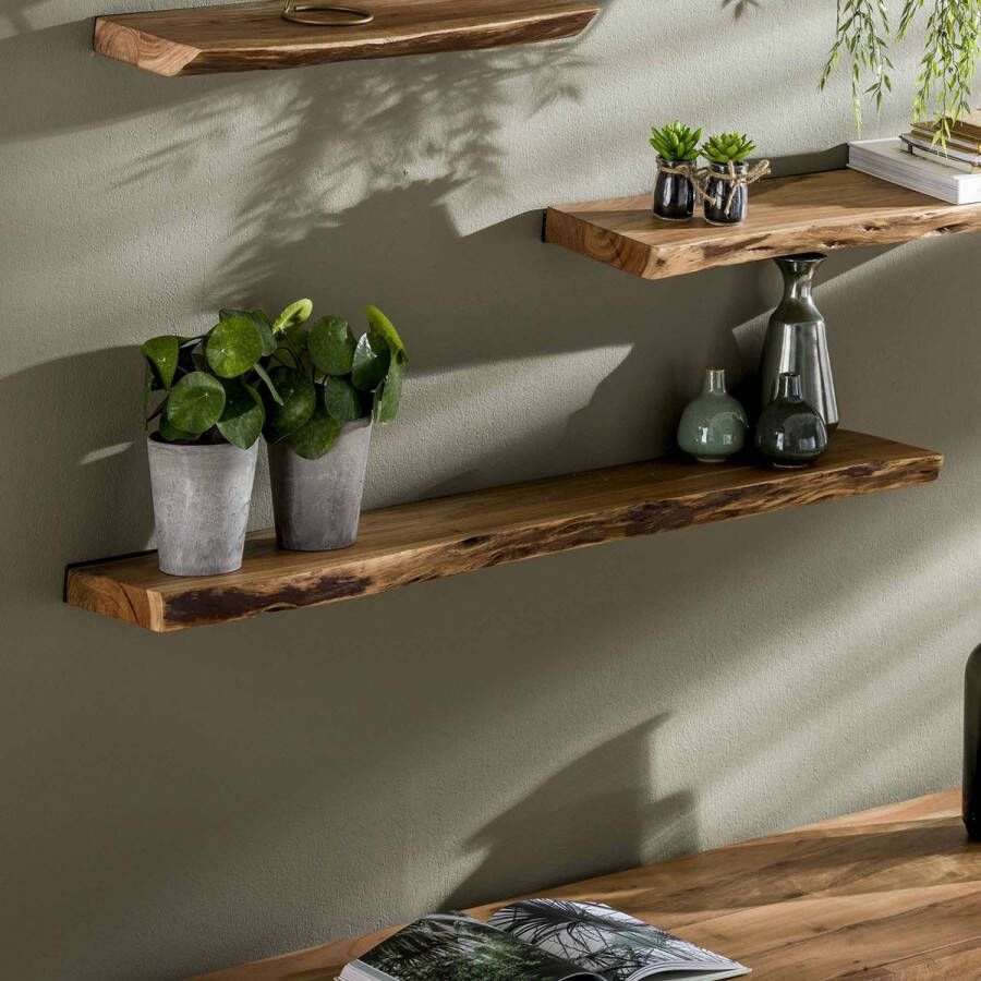 Hoyz Collection Hoyz Wandplank 120 Edge Acaciahout Bruin