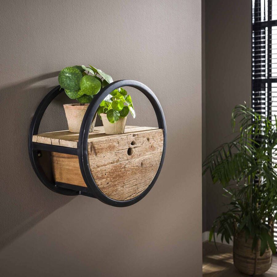 Hoyz Collection Hoyz Wandschap Circular Ø40 Met Lade Hout