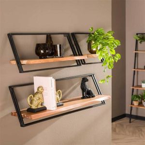 Hoyz Collection Hoyz Wandschap Lean Set van 3 Acaciahout