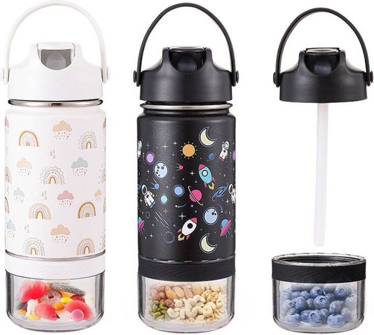 H2OO Waterfles voor kinderen met handige snackcontainer