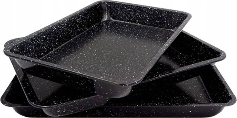 HA-MA TOOLS Brumbeste Braadslee set van 3 Non Stick Coating PFOA Vrij Rechthoek