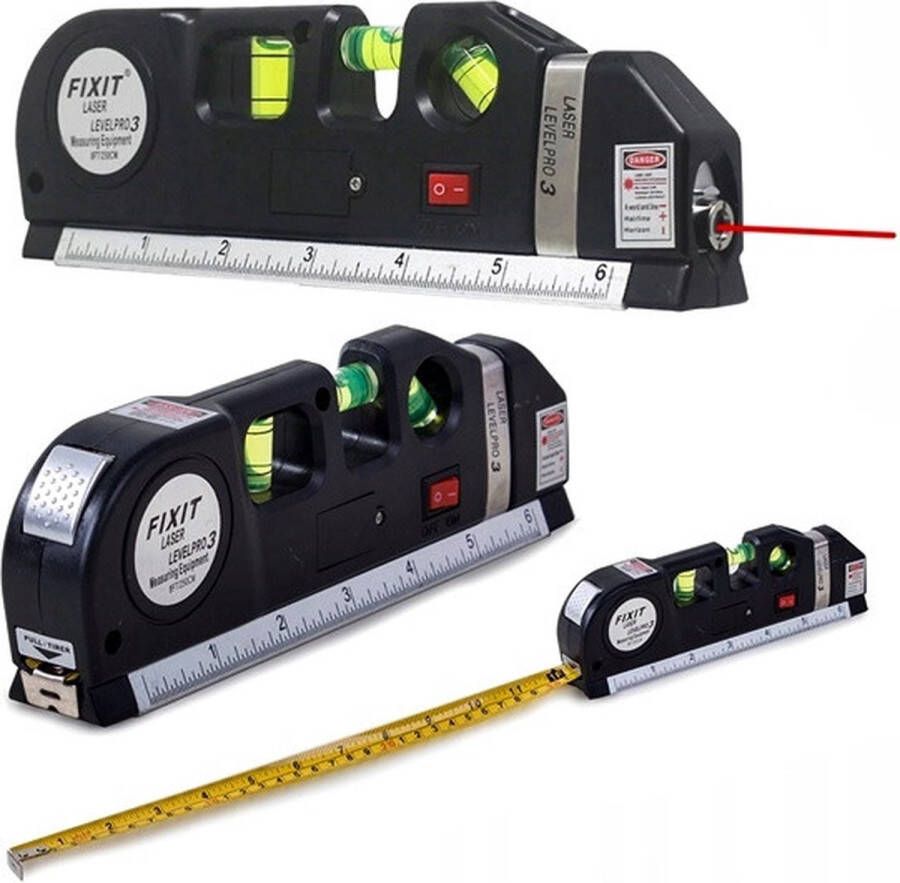 HA-MA TOOLS Hama Tools Laserwaterpas Kruislijnlaser Rolmaat 2.5m Liniaal Incl. Batterij