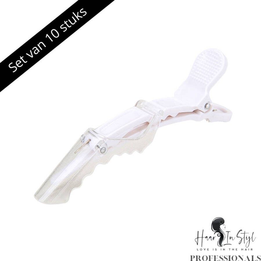 Haar in Stijl 10 stuks Wit Lange Krokodillen Haarklem Duck Bill Extra Sterk voor Dik Haar Clips Extra Strong Crocodile Alligator Hairclips Verdeelklem