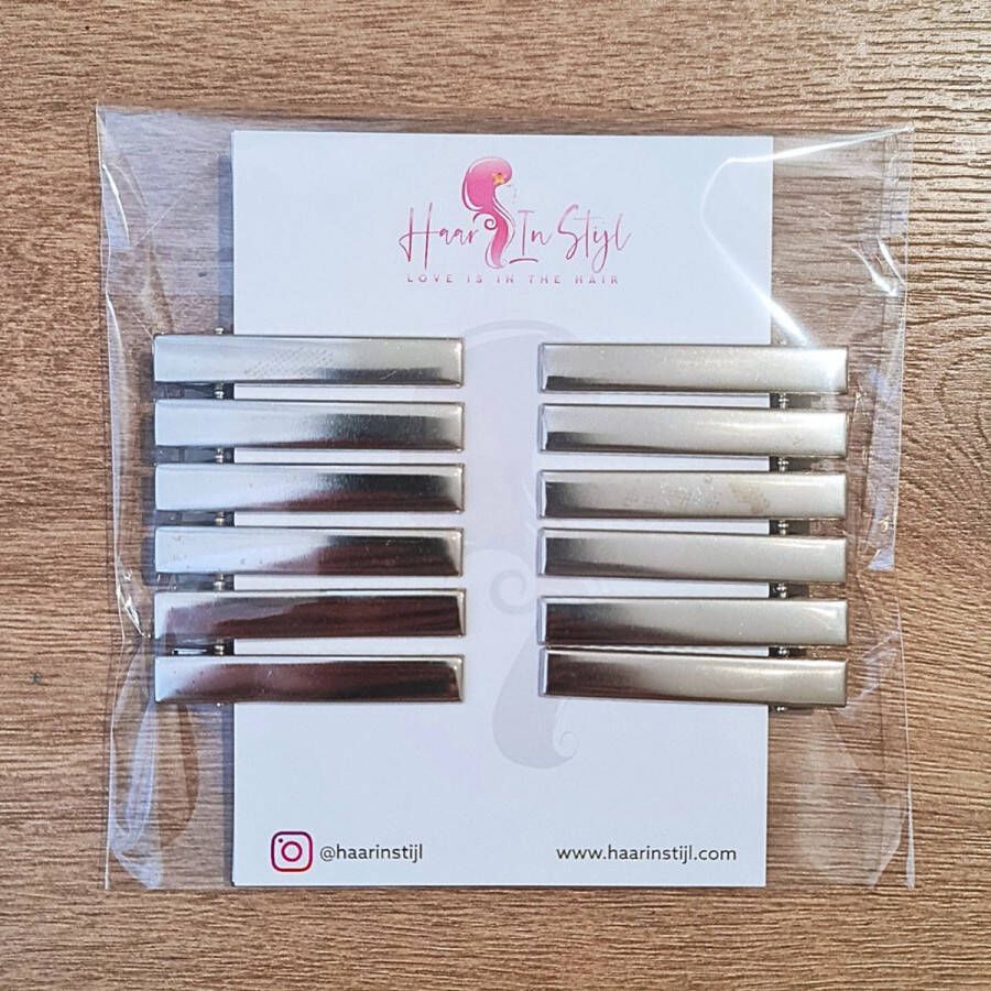 Haar in Stijl 12 stuks Zilver Platte Extra Sterke Metalen haarclips met tanden Krokodillen haarklem Styling haar tools klem Beauty Salon