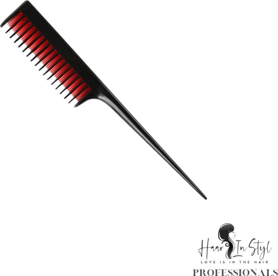 Haar in Stijl Kam 8600 Red Toupeer kam Professionele Kapperskam Rood Zwart