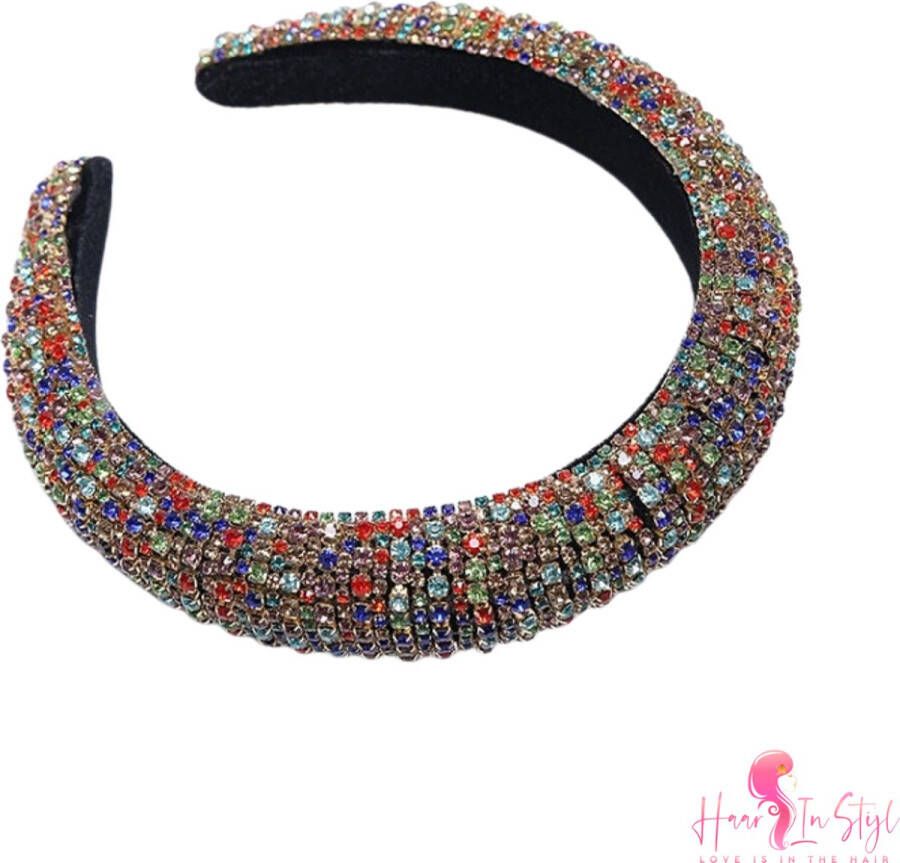 Haar in Stijl Juwelen Diadeem Gekleurd Brede dames diadeem met strass haaraccessoires voor feest bruiloft verloving glimmend steentjes tiara haarband