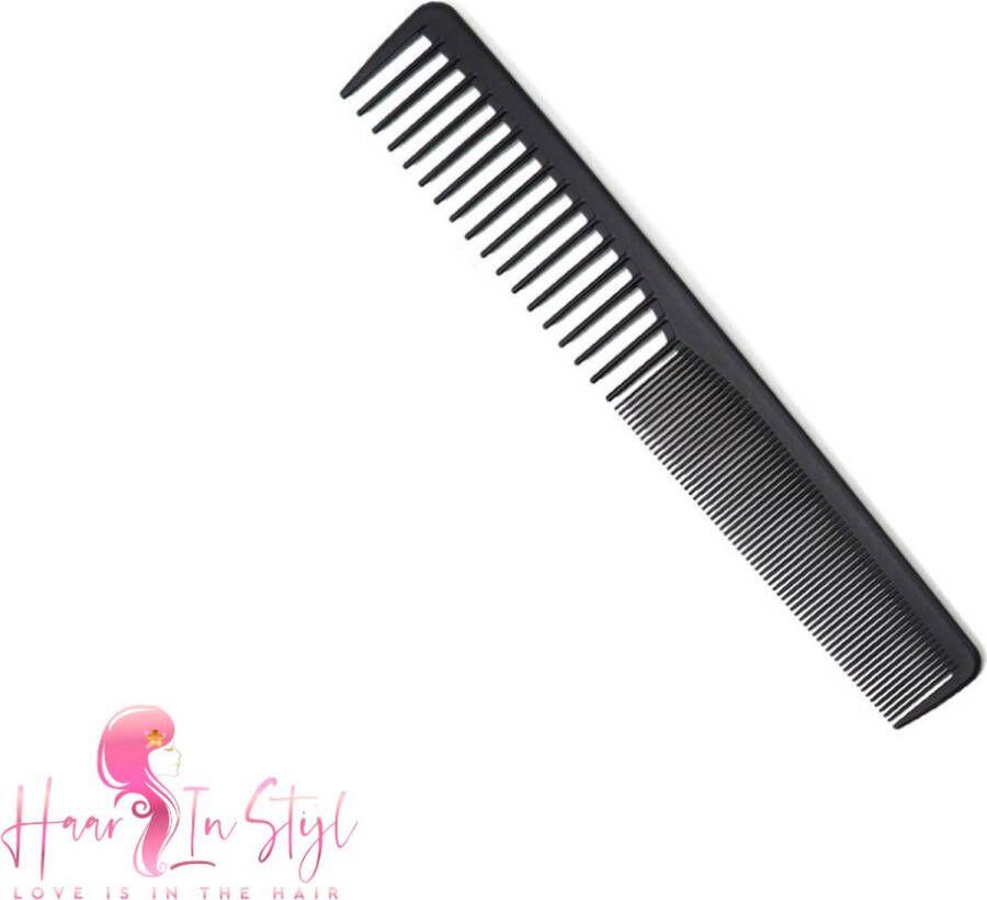 Haar in Stijl Kam 06924 Carbon Antistatische haarkam met een fijne en grove kant kapperskam haartools voor kappers carbon antistatic comb