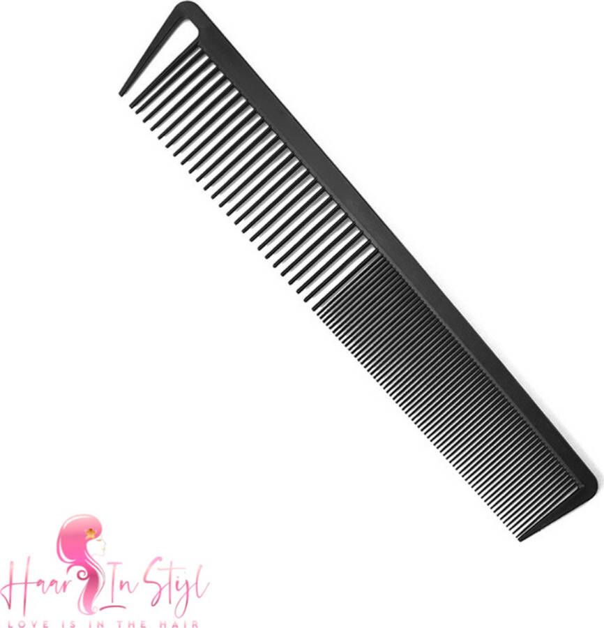 Haar in Stijl Kam 06940 Carbon Antistatische haarkam met een fijne en grove kant kapperskam haartools voor kappers carbon antistatic comb