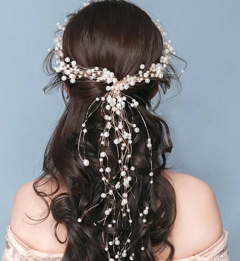 Haar in Stijl Lana Parel krans goud haarversiering haarketting haaraccessoires voor feest bruiloft verloving