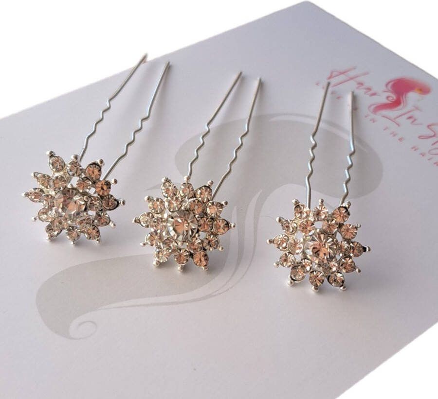 Haar in Stijl Lulu Serie set van 3 snowflake zilveren haarpinnen haaraccessoires voor feest bruiloft verloving bruidsmode zilver