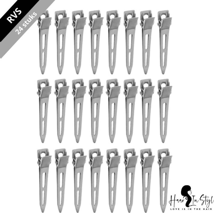 Haar in Stijl RVS 24 stuks Volume Haarclips haarklem kapper haar tools clips klips klem Stainless Steel