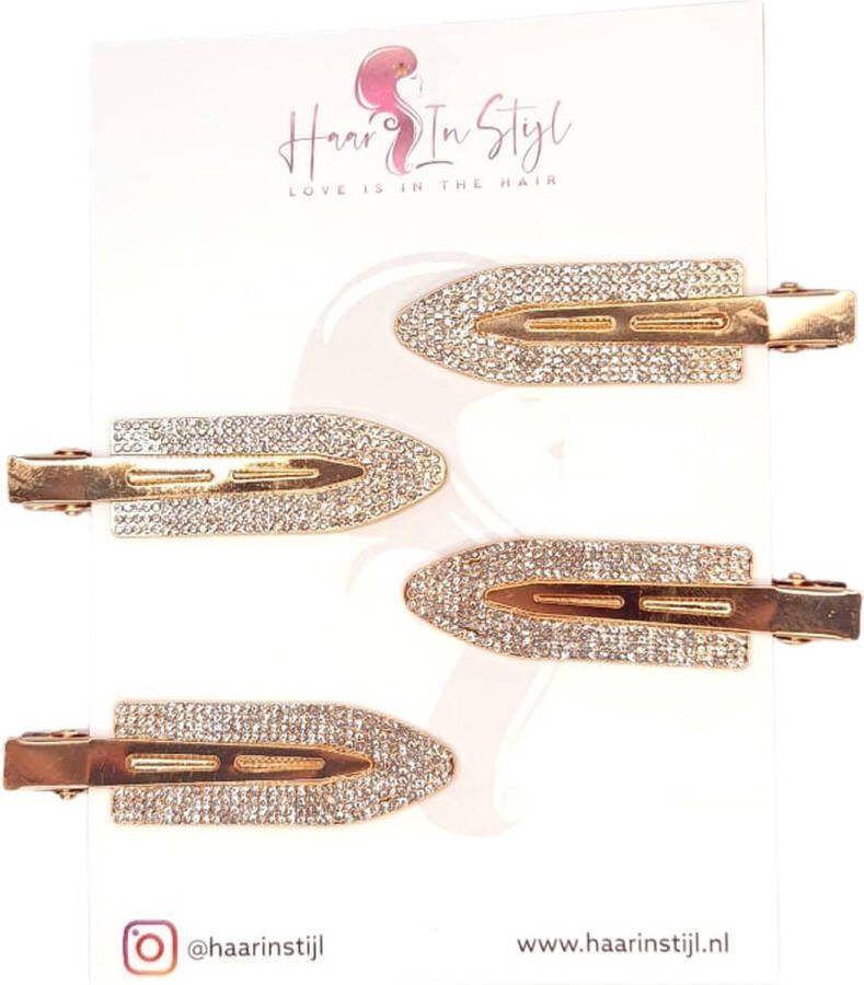 Haar in Stijl Seamless haarclips 4 stuks 7 cm lang Goud haarklem kapper haar tools clips klips klem