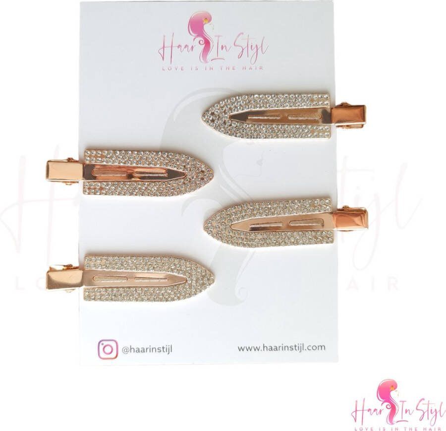 Haar in Stijl Seamless haarclips 4 stuks 7 cm lang Rosé goud haarklem kapper haar tools clips klips klem naadloze