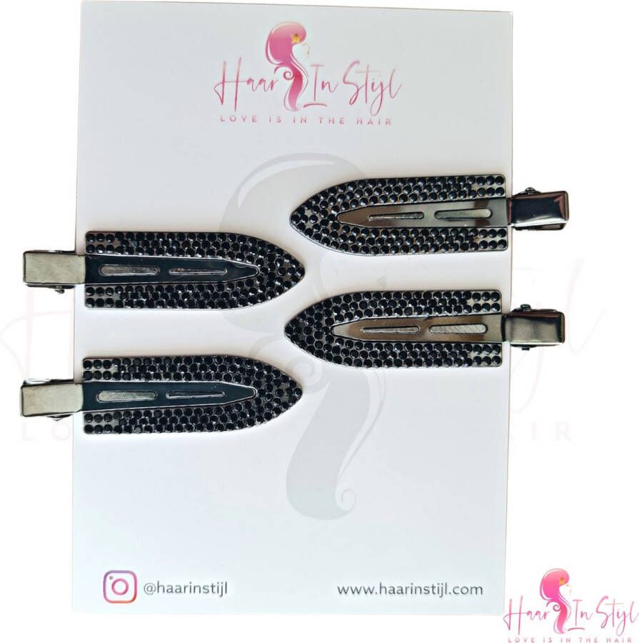 Haar in Stijl Seamless haarclips zwart 4 stuks 7 cm lang