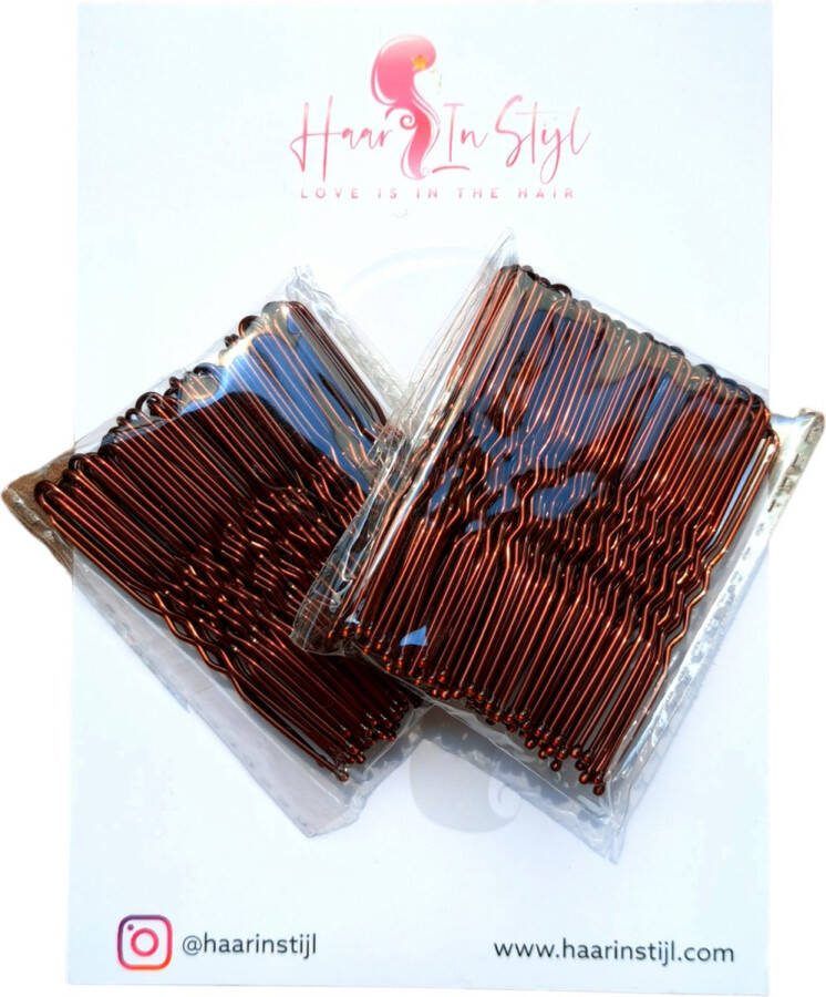 Haar in Stijl U Pins Bruin 90 bruine haarpinnen haardotspelden insteekspelden haarspelden kapper haartools haaraccessoires voor dames