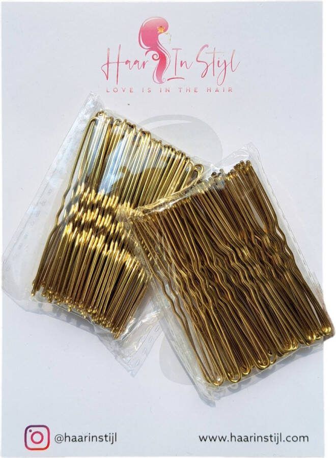 Haar in Stijl U Pins Goud 90 goude haarpinnen haardotspelden insteekspelden haarspelden kapper haartools haaraccessoires voor dames