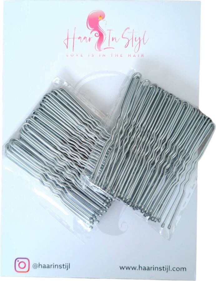 Haar in Stijl U Pins Zilver 90 zilveren haarpinnen haardotspelden insteekspelden haarspelden kapper haartools haaraccessoires voor dames