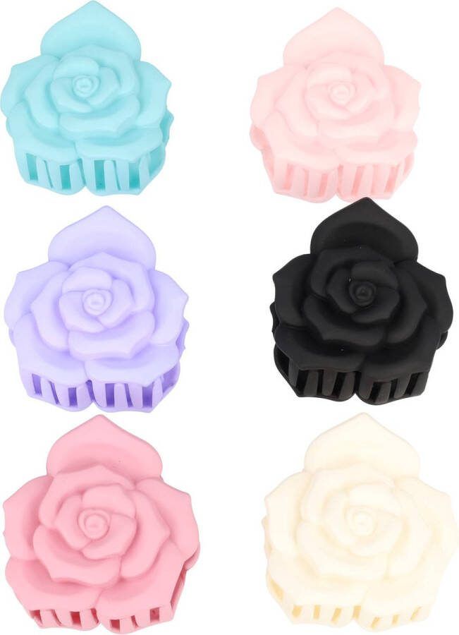 Haarsoires Haarklemmen Set XL Roos Bloemen 6 Stuks