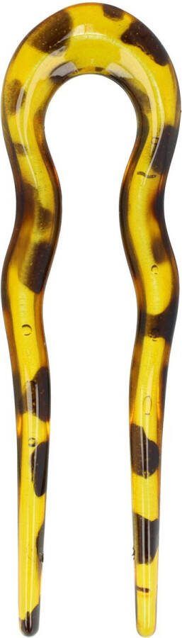 Haarsoires Haarpin Knot Kunststof 13cm Bruin Geel