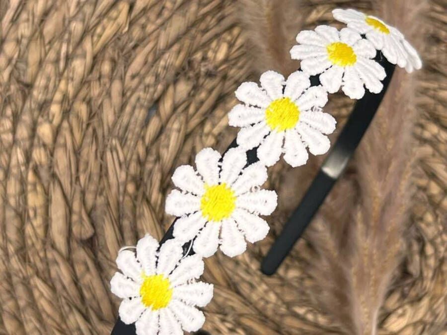 Haarspeldjes & zo Diadeem haarband madeliefjes geel -bloemen bloemetjes